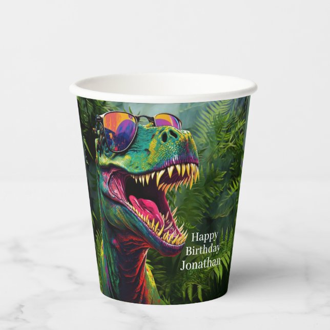 GLÜCKLICHER Geburtstag Dinosaur Pappbecher (Vorderseite)