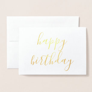 Glücklicher Geburtstag einfache Kalligraphie Gold Folienkarte