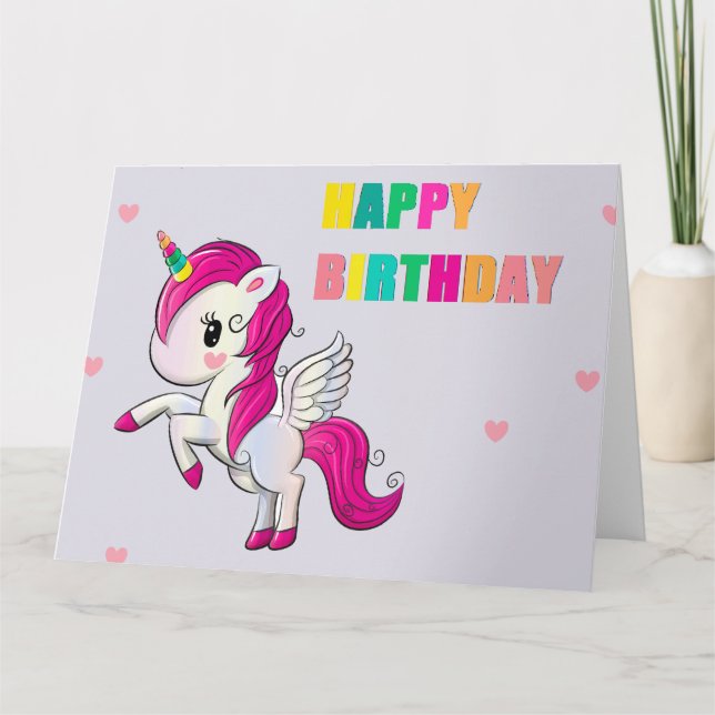 Glücklicher Geburtstag Einhorn Grußkarte Karte (Vorderseite)