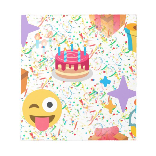 glücklicher Geburtstag Emoji Notizblock (Vorderseite)