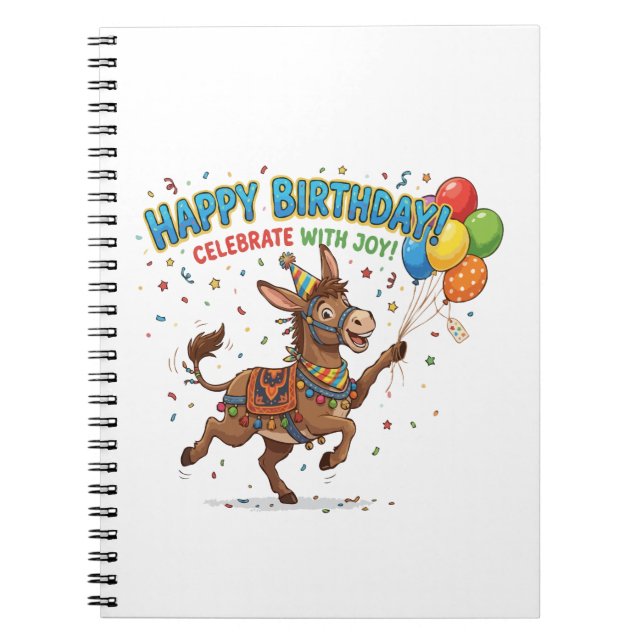 Glücklicher Geburtstag Esel-Feier Notizblock (Vorderseite)