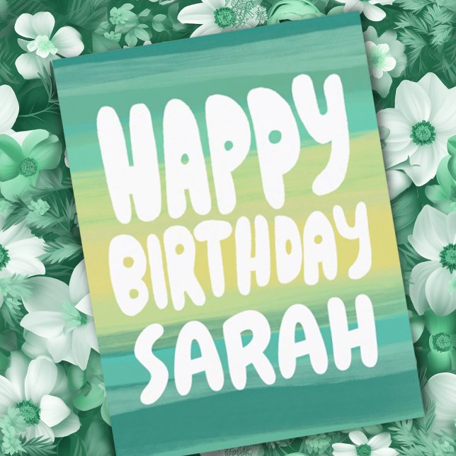 GLÜCKLICHER GEBURTSTAG farbenfrohe Wasserfarben St Postkarte (CUSTOM birthday card! Add your name or text to this colorful postcard.)