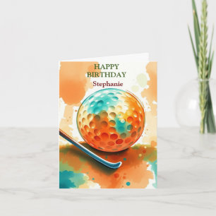 Glücklicher Geburtstag Golfing Ball Hitzewasser Karte
