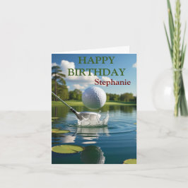 Glücklicher Geburtstag Golfing Ball Hitzewasser Karte