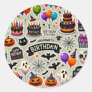 Glücklicher Geburtstag Halloween Aufkleber Tag