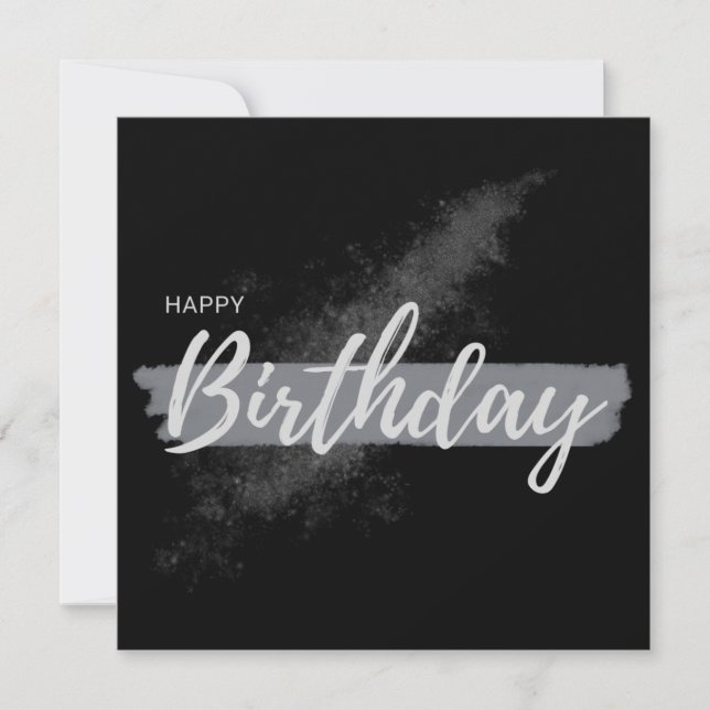 glücklicher Geburtstag in Schwarz Dankeskarte (Vorderseite)