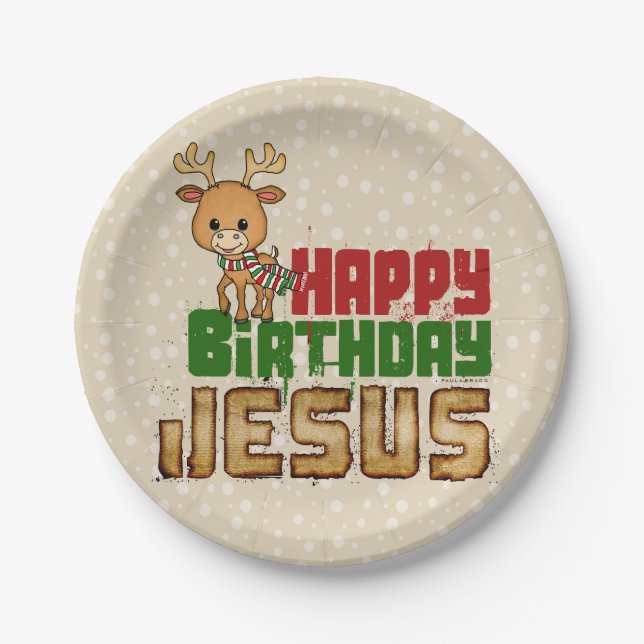 Glücklicher Geburtstag Jesus Pappteller (Vorderseite)