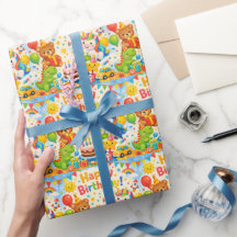 Glücklicher Geburtstag Kinder Buntes Einwickelpapi