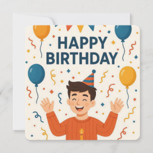 Glücklicher Geburtstag Lustiger Partyhut Luftballo Einladung
