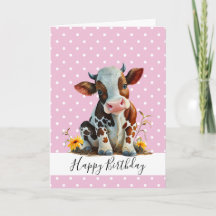 GLÜCKLICHER GEBURTSTAG NIEDLICHE MÄDCHEN BROWN COW