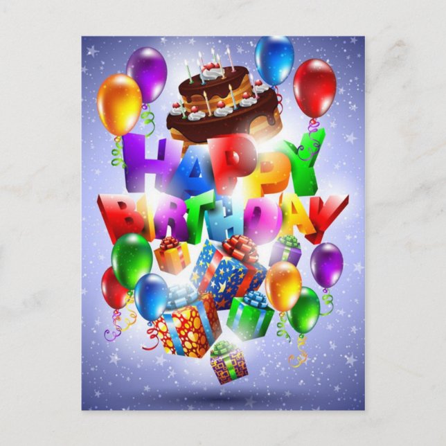 glücklicher Geburtstag Postkarte (Vorderseite)