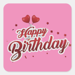 glücklicher Geburtstag Quadratischer Aufkleber