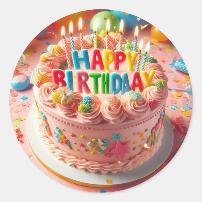 glücklicher Geburtstag Runder Aufkleber (Vorderseite)