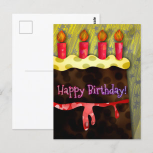 Glücklicher Geburtstag Schokoladenkuchen   Postkar Postkarte
