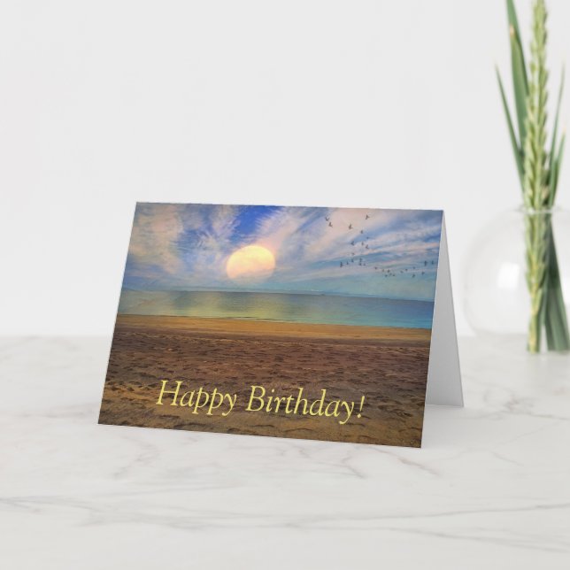 Glücklicher Geburtstag Sonnenuntergang Strand Karte (Vorderseite)