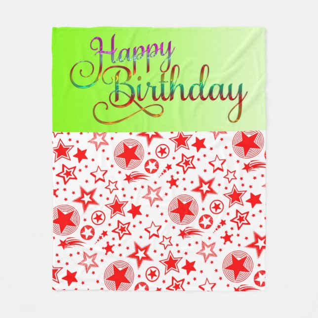 GLÜCKLICHER GEBURTSTAG - Textgestaltung + Ihre eig Fleecedecke (Vorderseite)