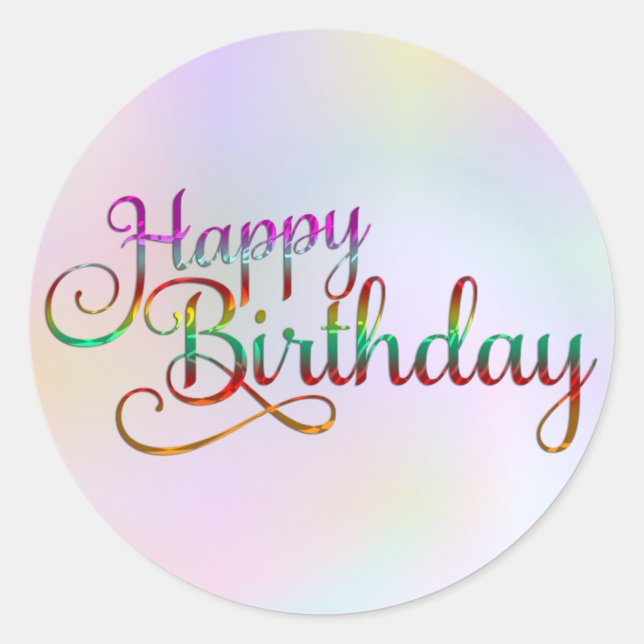 GLÜCKLICHER GEBURTSTAG - Textgestaltung + Ihre eig Runder Aufkleber (Vorderseite)