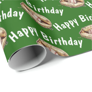 Glücklicher Geburtstagsbaseball in Handschuh Geschenkpapier