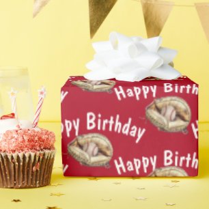 Glücklicher Geburtstagsbaseball in Handschuh Geschenkpapier