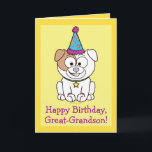 Glücklicher Geburtstagsbulldog: Großmutter Karte<br><div class="desc">Ein Cartoon-Bulldog für einen Urenkel ist für eine Geburtstagsfeier in dieser farbenfrohen Geburtstagskarte gekleidet. Passende Gegenstände wie Aufkleber und Magnet sind am Pinguinkern unter der entsprechenden Kategorie erhältlich.</div>