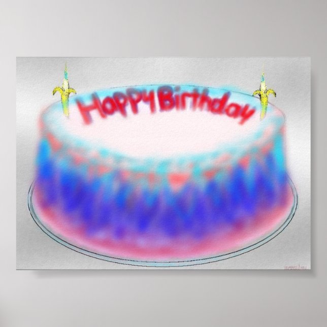 Glücklicher Geburtstagsgelatine Gebirgskuchen-Druc Poster (Vorne)