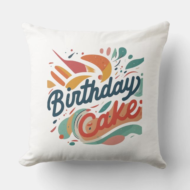 Glücklicher Geburtstagskuchen 20x20 Kissen (Vorderseite)
