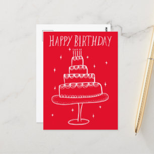 Glücklicher Geburtstagskuchen Whimsical Skizze Doo Postkarte