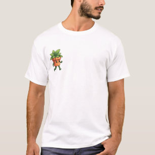 Glücklicher gehender Topfpflanzen-Charakter mit Ri T-Shirt