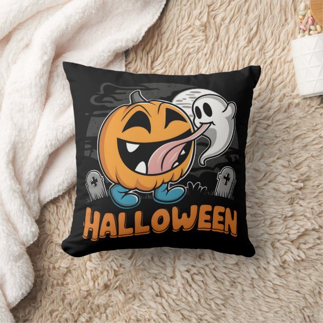 Glücklicher Geist und Kürbis feiern Halloween-Spaß Kissen (Decke)