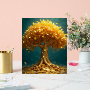 Glücklicher Geldbaum Goldmünzen Geld dinero Acrylschild