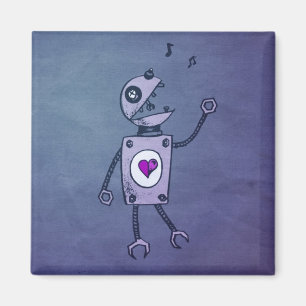 Glücklicher Gesang-Retro Roboter Magnet