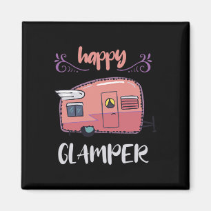 Glücklicher Glamper-Camping-Fan-Mädchen-Camper-Cam Magnet