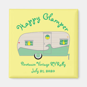 Glücklicher Glamper-Grüner Vintage-Dosen-Schinken- Magnet