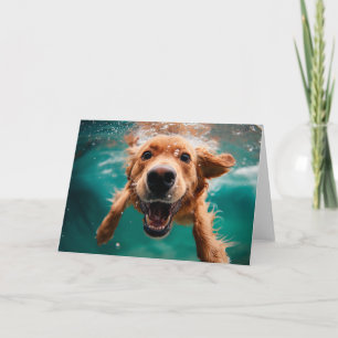 Glücklicher Golden Retriever Schwimmt Unterwasser Karte