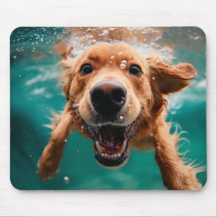 Glücklicher Golden Retriever Schwimmt Unterwasser Mousepad
