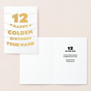Glücklicher goldener Geburtstag, 12. Geburtstag Go Folienkarte