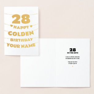Glücklicher goldener Geburtstag, 28. Geburtstag Go Folienkarte