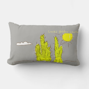 Glücklicher Goldener Kaktus Doodle Funky Wurf Kiss Lendenkissen