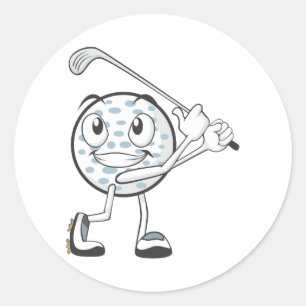 Glücklicher Golfball-Spieler Runder Aufkleber