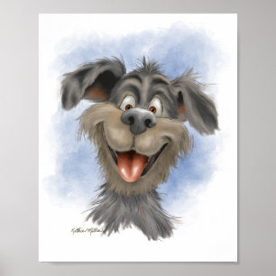 Glücklicher grinsender Hund – Süße Hunde-Cartoon Poster