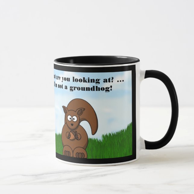 Glücklicher Groundhog Tag mit lustigem Spaß des Tasse (Rechts)