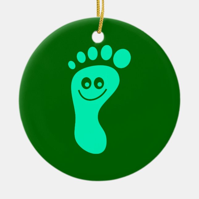 Glücklicher grüner Fuß Keramik Ornament (Vorne)
