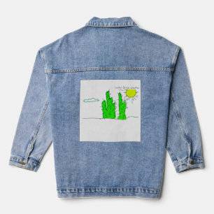 Glücklicher Grüner Kaktus Doodle Funky Jeansjacke