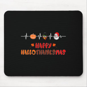Glücklicher Hallothanksmas Heartbeat Herbst Ernted Mousepad