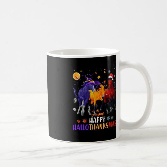 Glücklicher Hallothanksmas PferdeHalloween-Ernteda Kaffeetasse (Rechts)