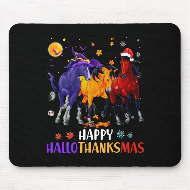 Glücklicher Hallothanksmas PferdeHalloween-Ernteda Mousepad (Vorne)