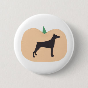 Glücklicher Halloween-DobermannPinscher Button