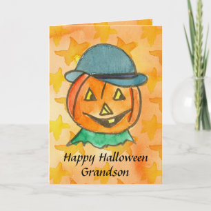 Glücklicher Halloween-Enkel-individueller Name Karte