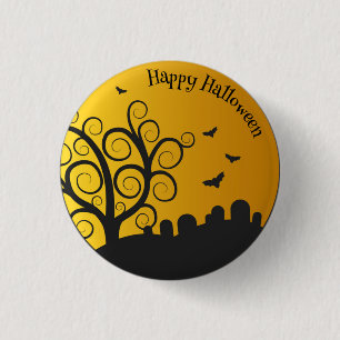 Glücklicher Halloween-Friedhof Button