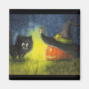Glücklicher Halloween-Katzen-Magnet durch Bihrle Magnet